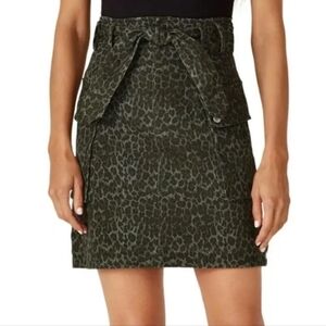 Marissa Webb Green Leopard Print Cargo Utility Skirt